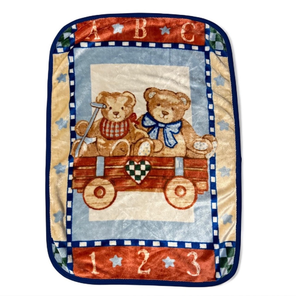 Vintage Cottagecore Baby Crib Comforter Blanket Country Bears Comfort Plush